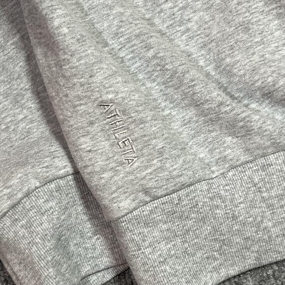 Athleta Hoodie Womens Medium Gray Half Zip Fleece Kangaroo Pocket Sweatshirt - Picture 5 of 10